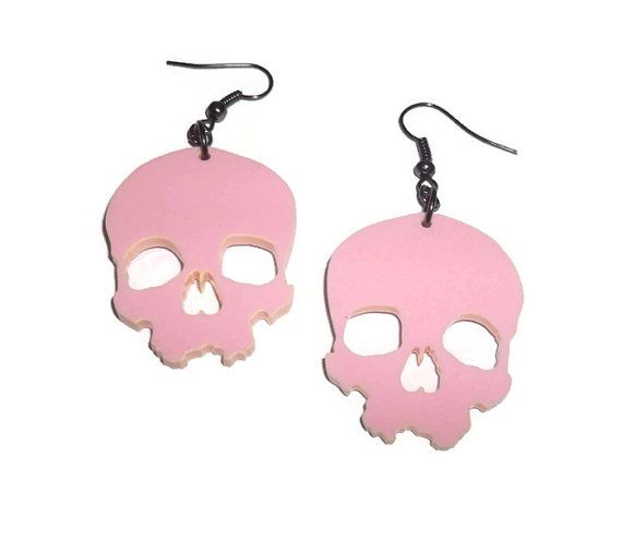 Pink skull acrylic earrings