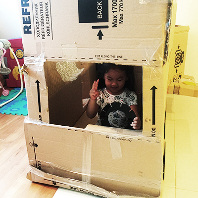 Cardboard kitchen in progress